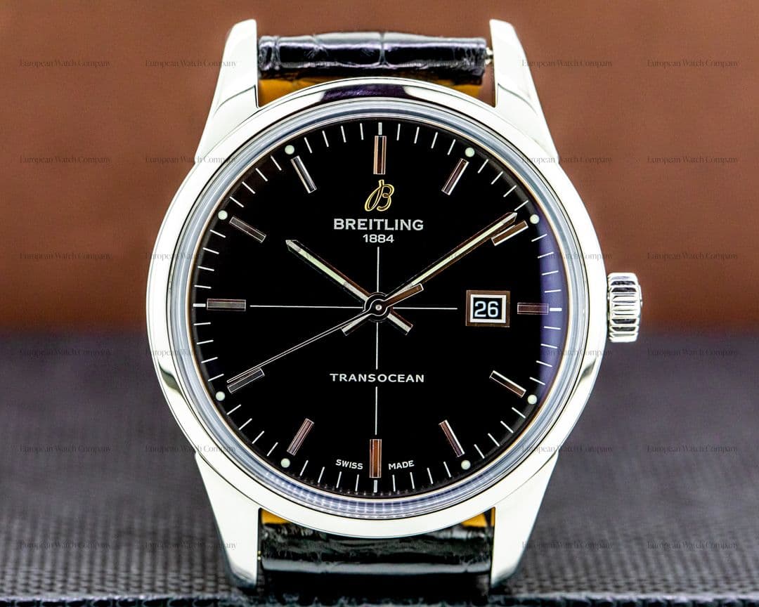 Breitling Transocean Automatic SS / Black Dial SS Deployant Buckle