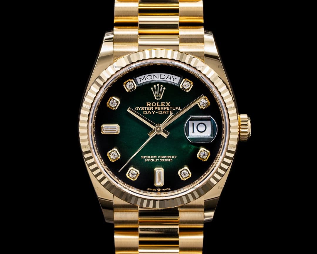 Rolex Day Date President 128238 "Green Ombre" Fume Diamond UNWORN