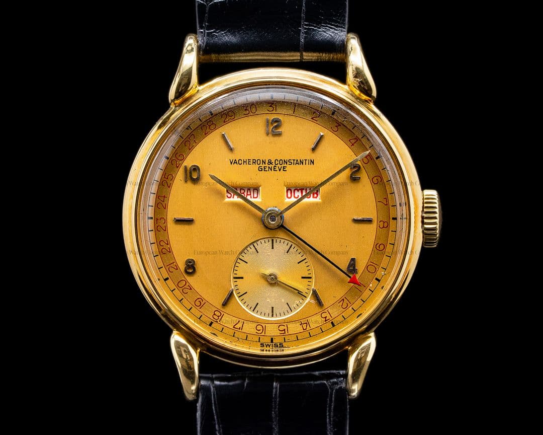 Vacheron Constantin Vintage Triple Date "Cornes De Vache" 18K Rose Gold 1948 NICE