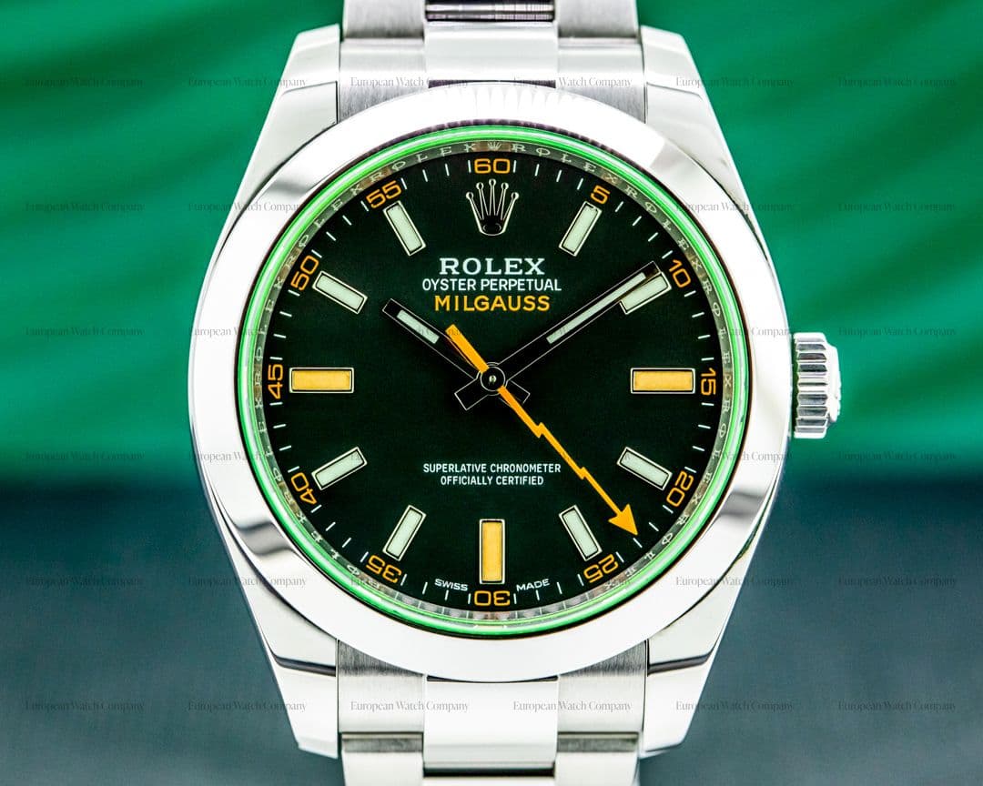 Rolex Milgauss 116400V SS Black Dial Green Crystal 2020
