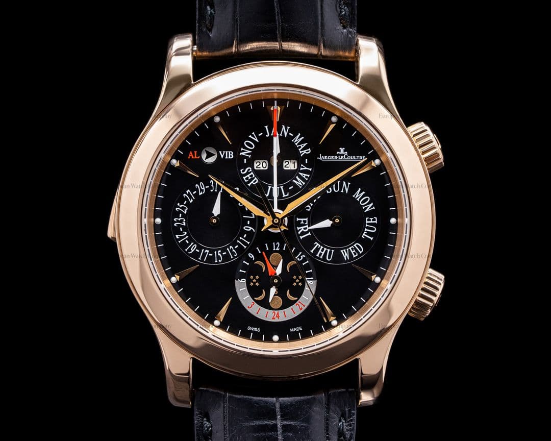 Jaeger LeCoultre Master Grand Reveil Perpetual 18K Rose Gold Black Dial 