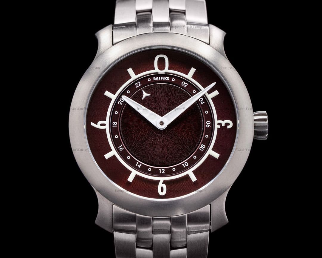 Ming 17.03 GMT Burgundy Dial Titanium Bracelet 