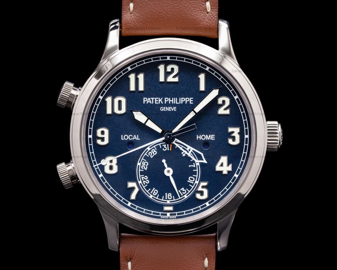 Patek Philippe Calatrava 5524G Pilot Travel Time 18k White Gold 