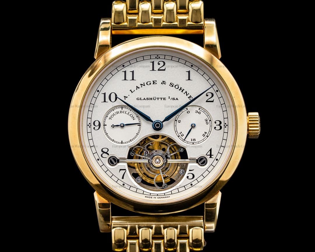 A. Lange and Sohne Tourbillon Pour le Merite 701.001 18k Yellow Gold + Bracelet AMAZING