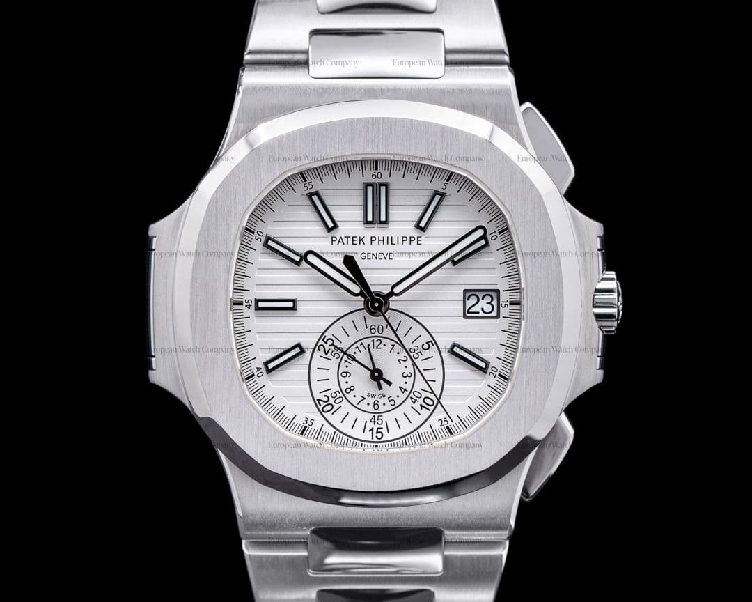 Patek Philippe Nautilus 5980 Chronograph White Dial SS FULL SET