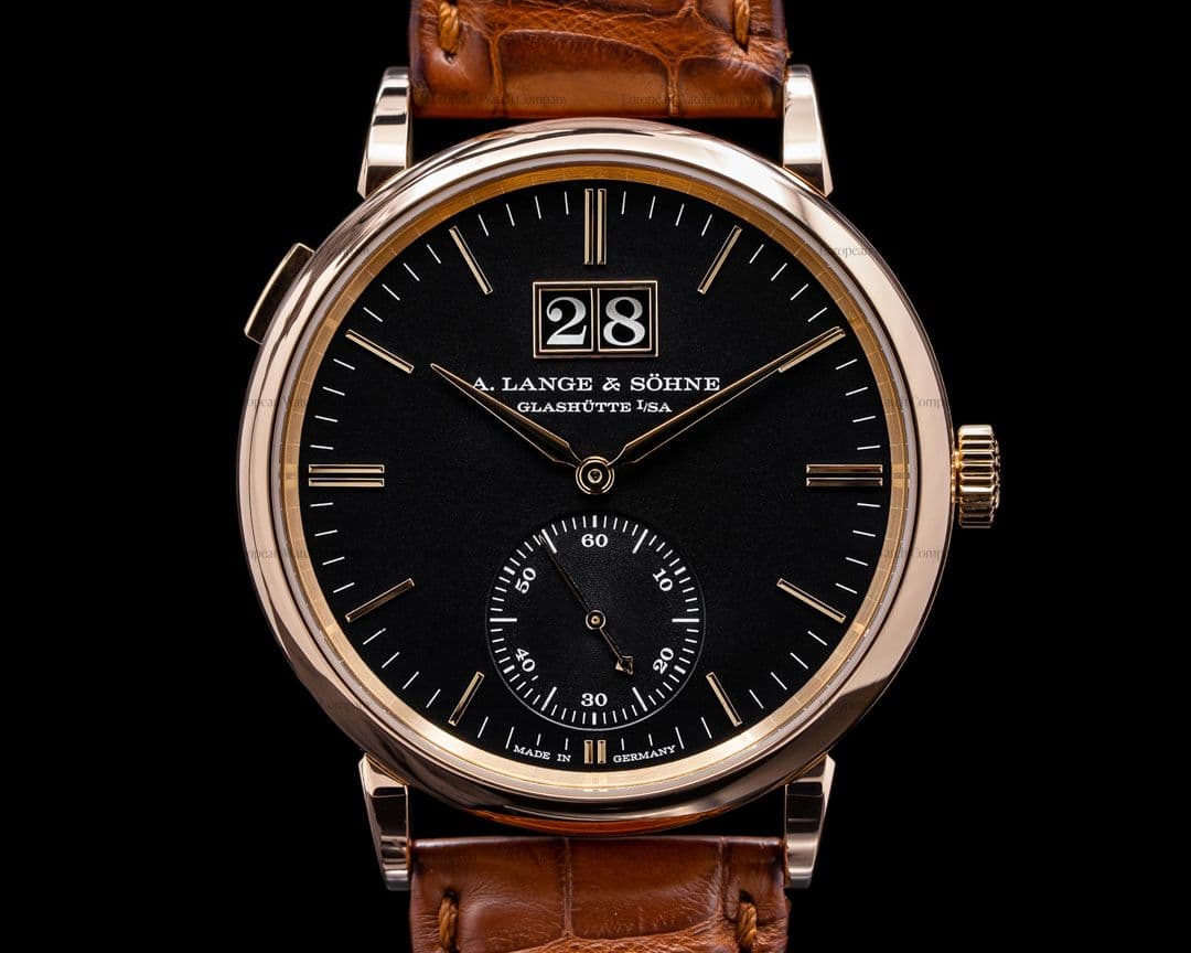 A. Lange and Sohne Saxonia 381.031 Outsize Date 18K Rose Gold / Black Dial 