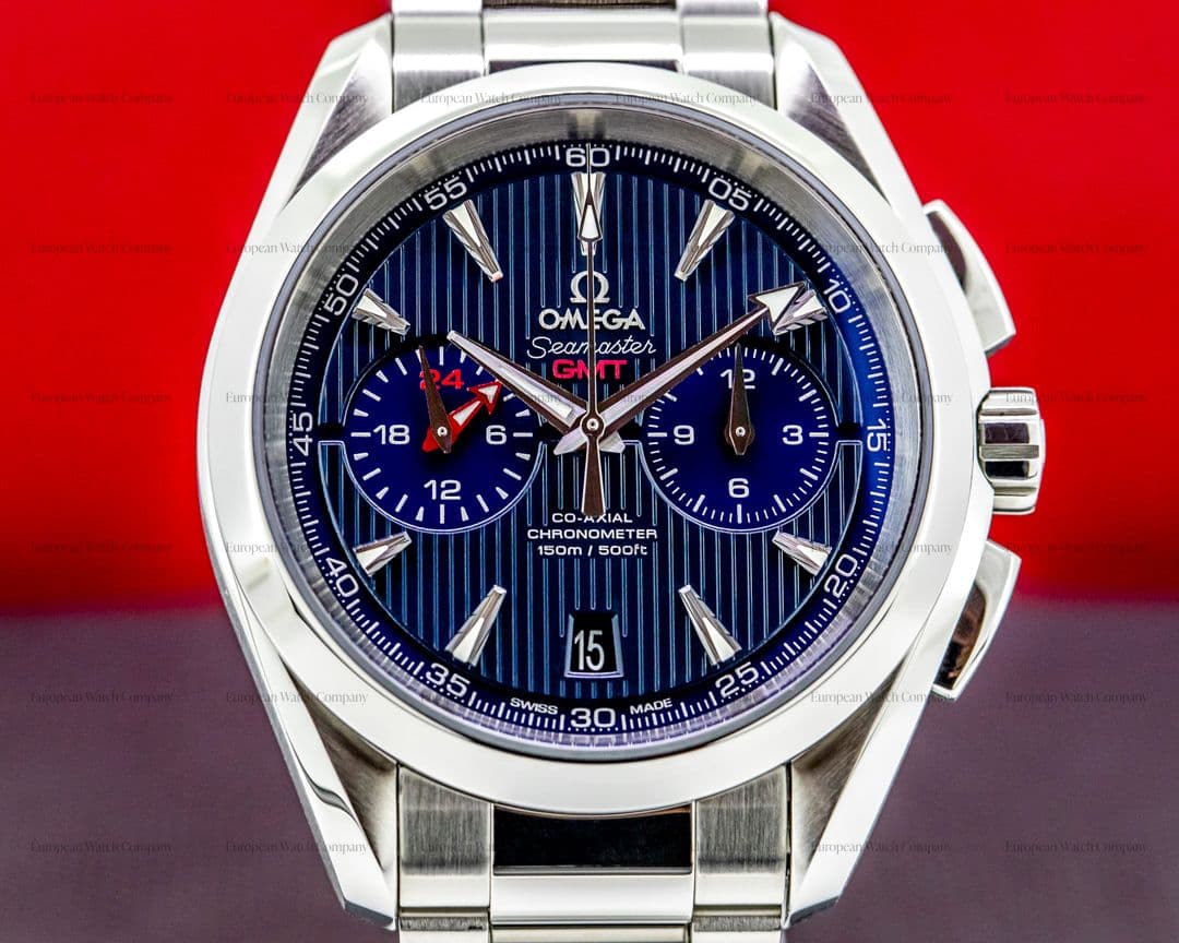 Omega Seamaster Aqua Terra GMT Chronograph SS Blue Dial 