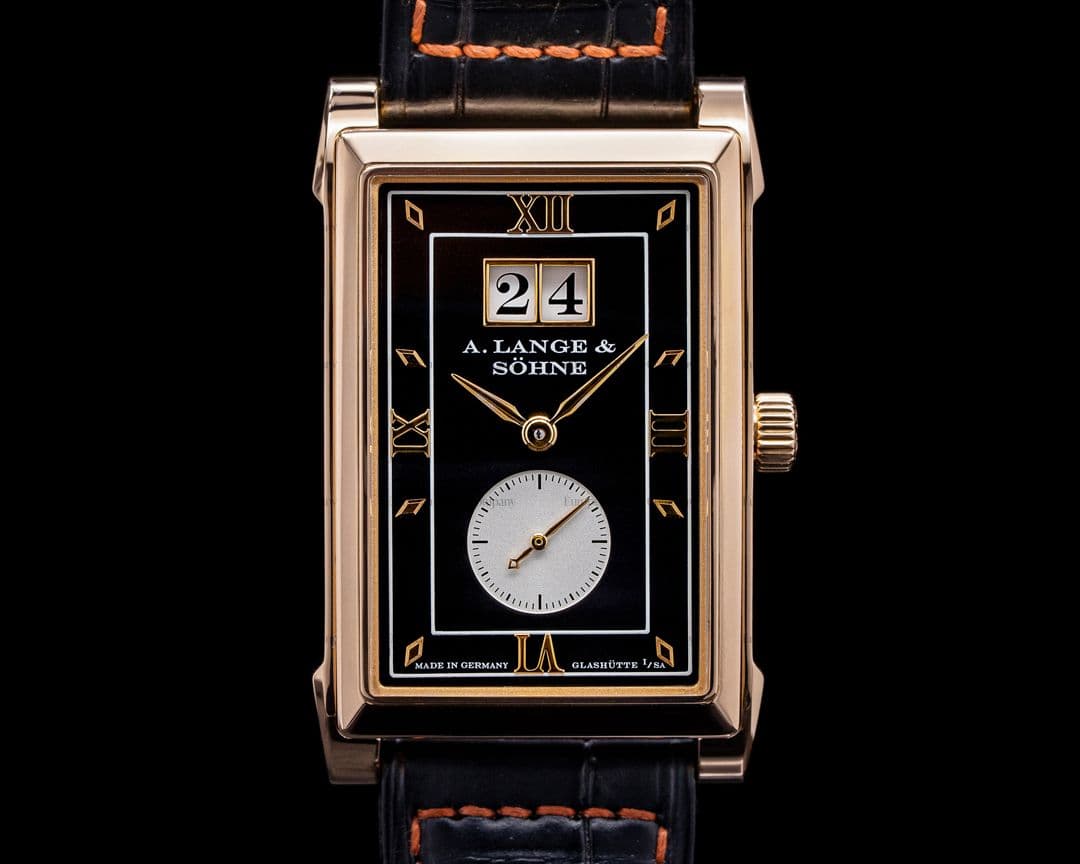 A. Lange and Sohne Cabaret 107.031 18K Rose Gold Black Dial RARE