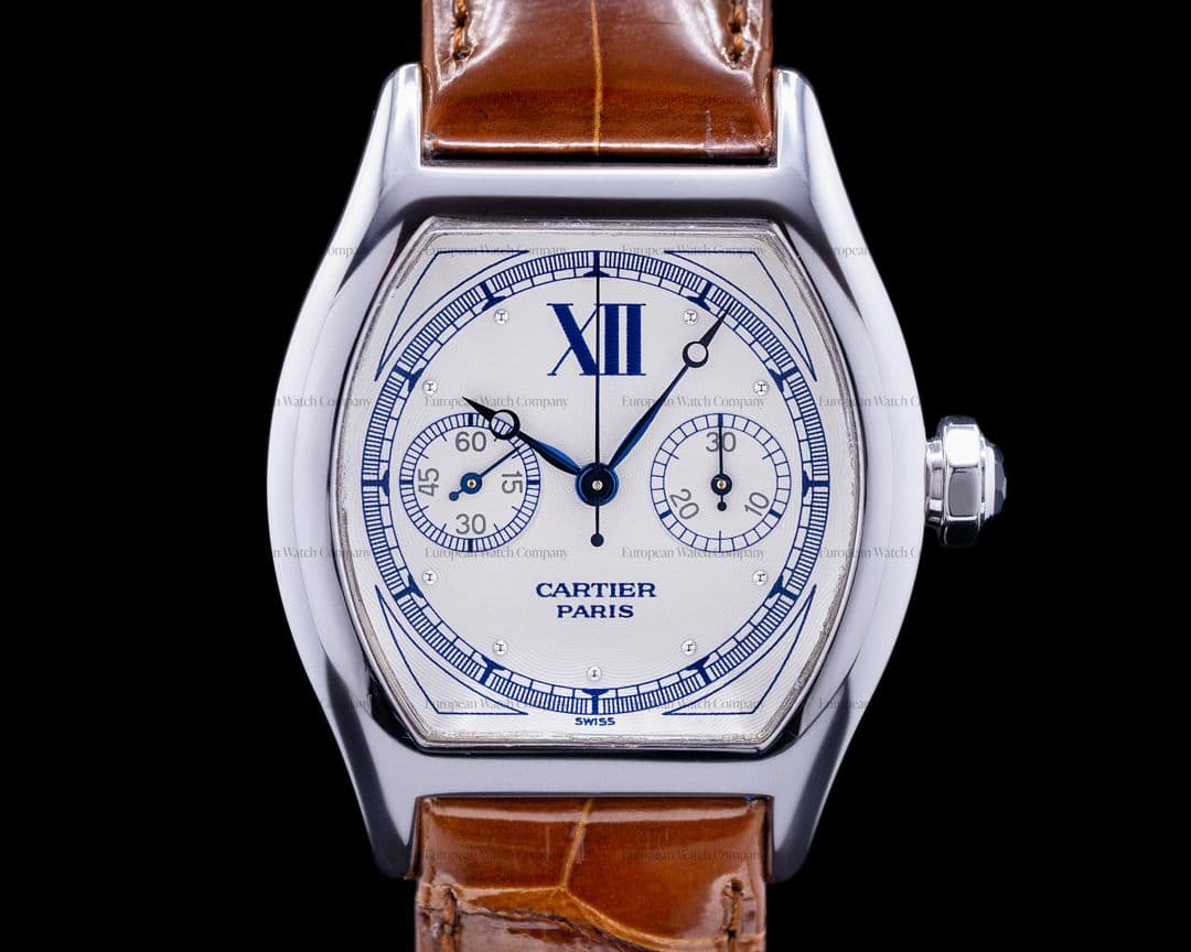 Cartier Privee Collection Tortue Monopoussoir Chronograph 18K White Gold 