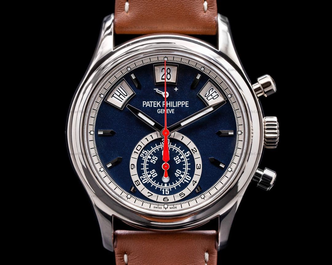 Patek Philippe Annual Calendar 5960/01G Chronograph White Gold Blue Dial 

