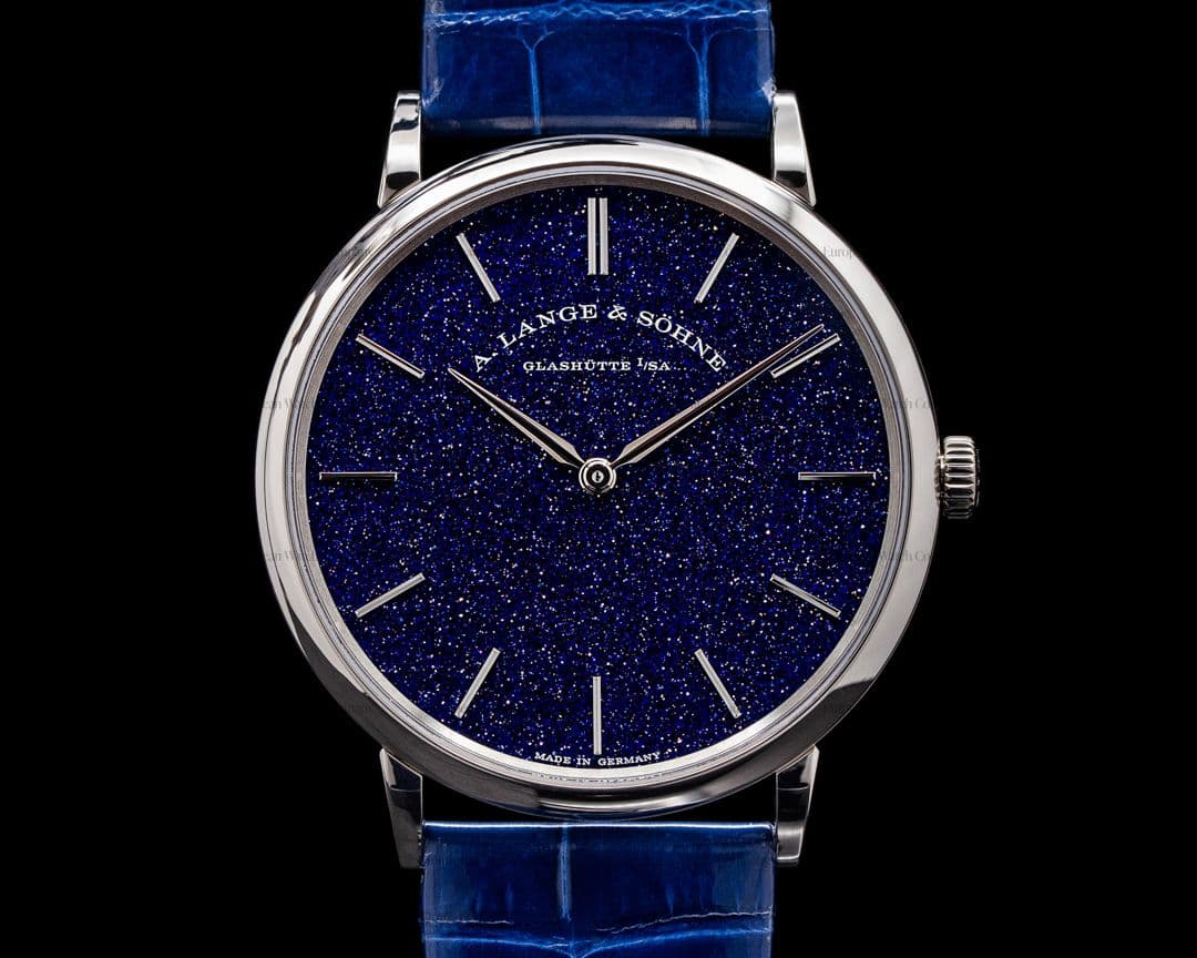 A. Lange and Sohne Saxonia 205.086 Thin Manual Wind Blue Gold-Flux Dial