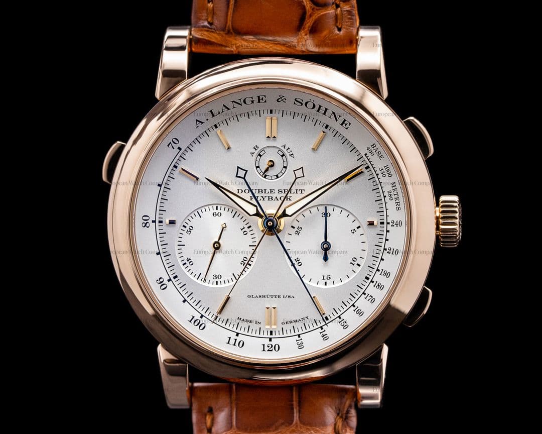 A. Lange and Sohne Double 404.032 Split Silver Dial Rose Gold 18K FULL SET