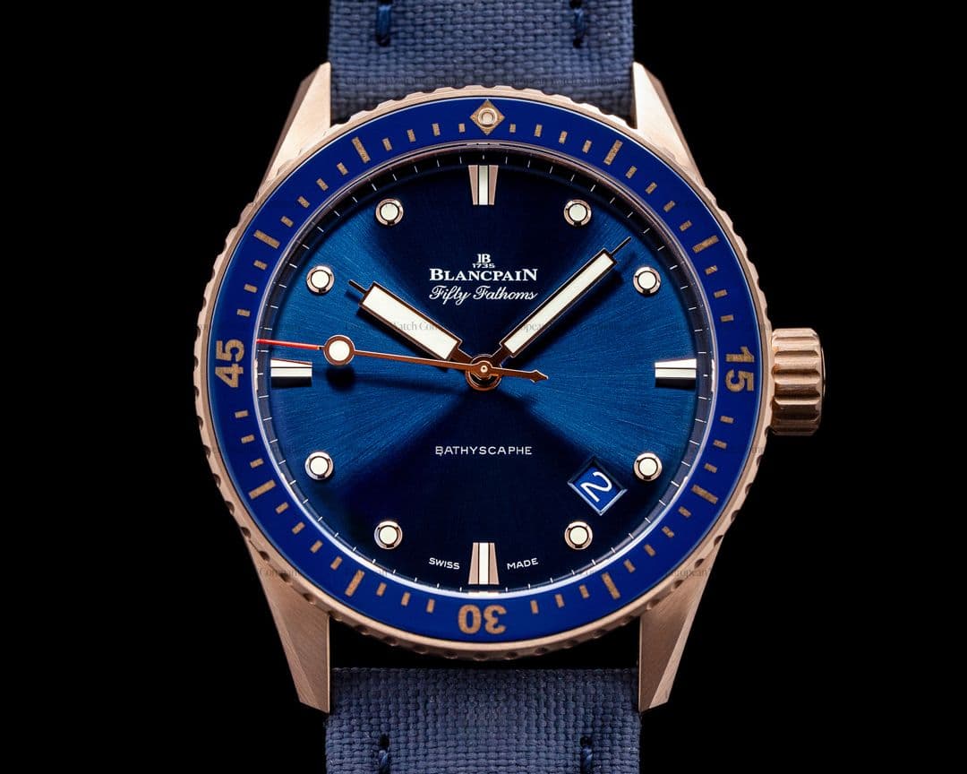 Blancpain Fifty Fathoms Bathyscaphe 18k Rose Gold Blue Dial 2021
