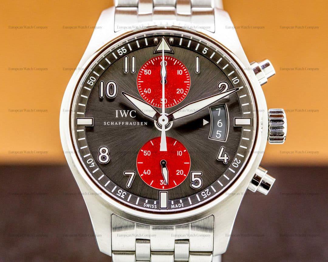 IWC Pilot Spitfire Chronograph SS Grey / Red Dial LIMITED 