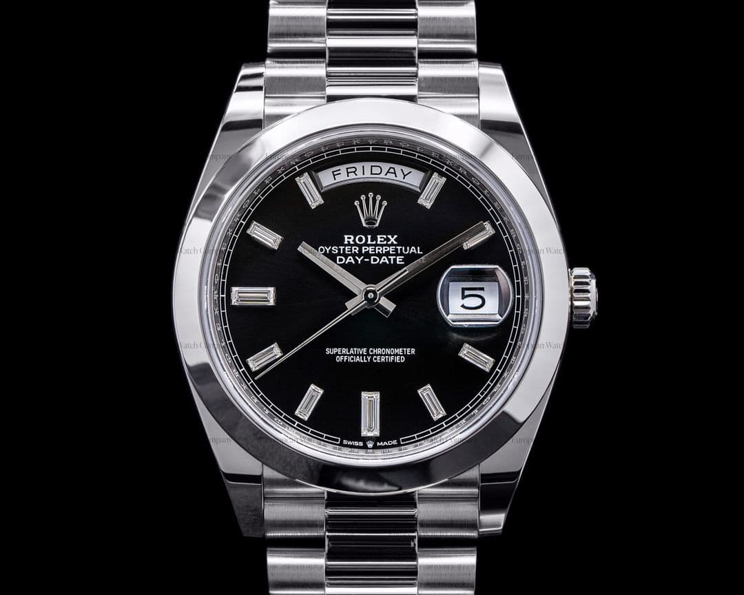 Rolex Day Date 228206 Black Dial Diamond Baguette Markers 40MM 2021