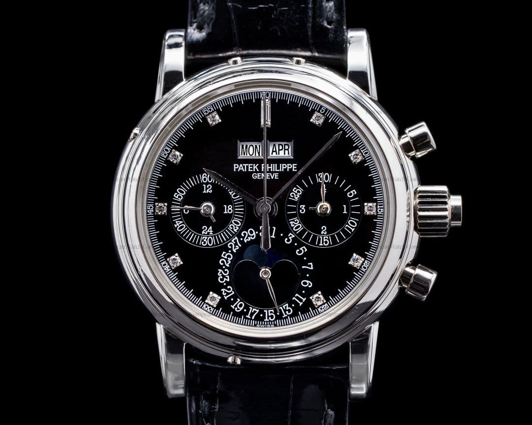 Patek Philippe Perpetual Calendar Split 5004P Platinum / Black Diamond Dial RARE