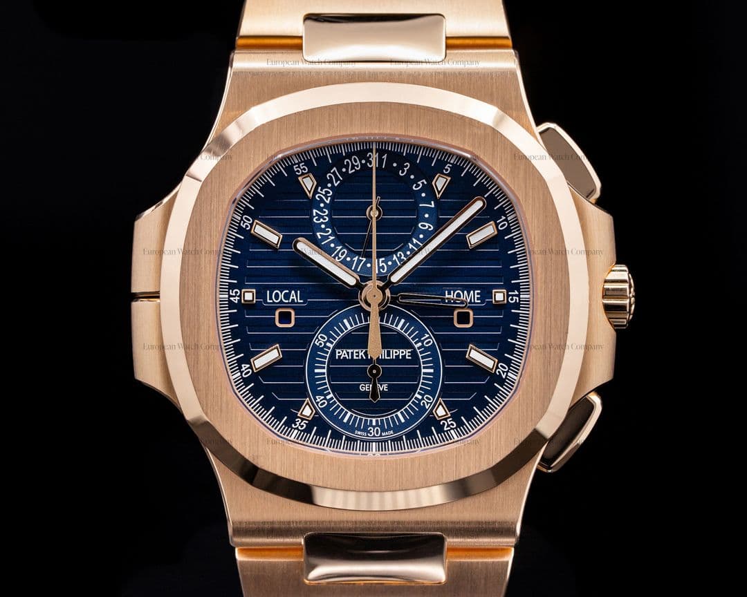 Patek Philippe Nautilus 5990/1R Travel Time Chronograph 18k Rose Gold NEW MODEL