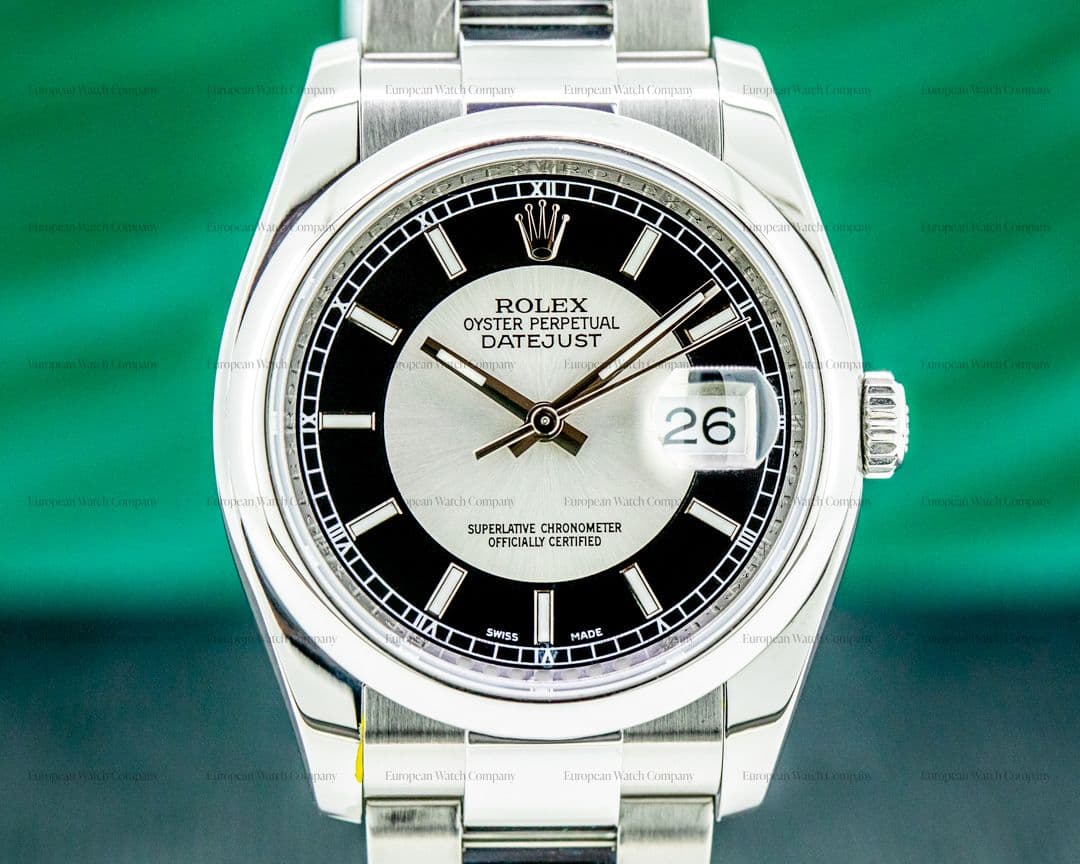 Rolex Datejust Tuxedo Stick Dial Oyster SS Full Set