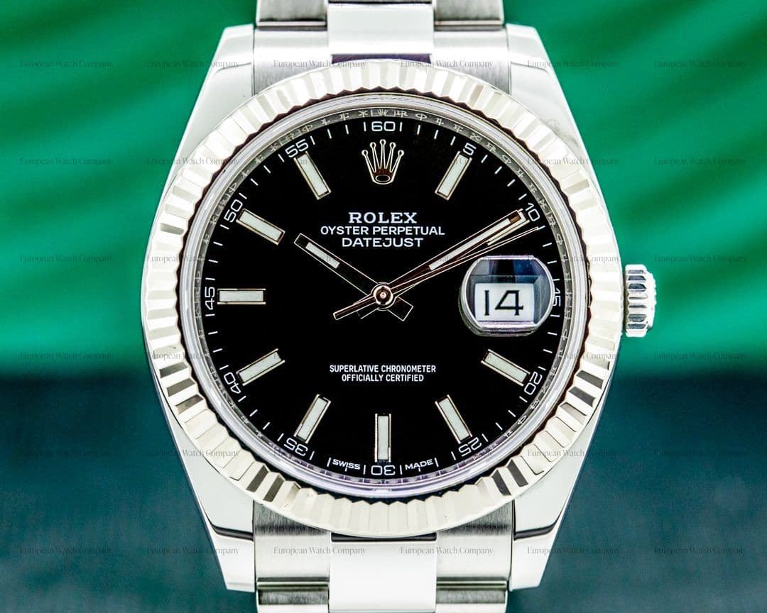 Rolex Datejust 41 Black Stick Dial SS 2018