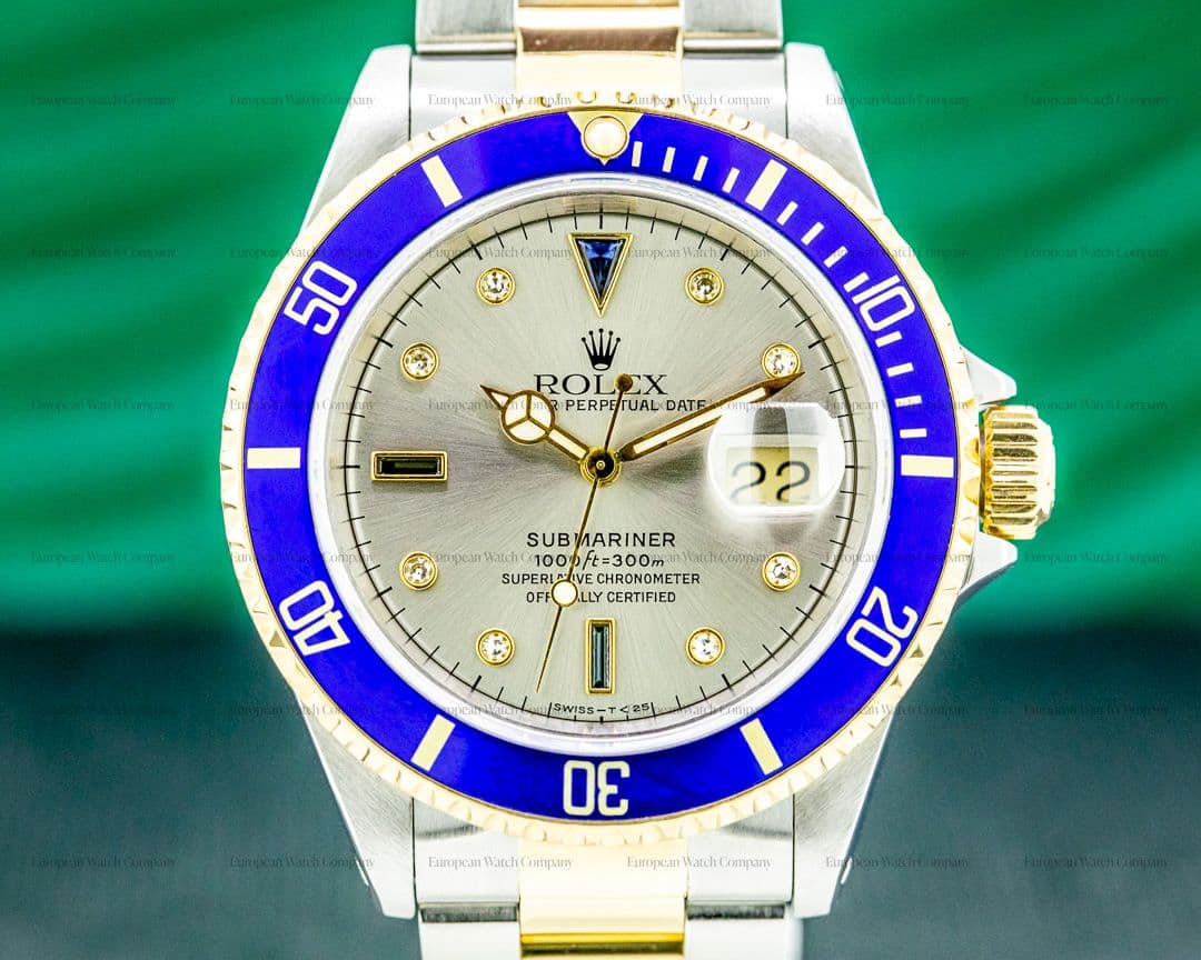 Rolex Submariner 18K / SS Silver Serti Dial 