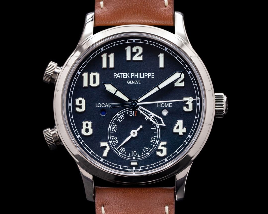 Patek Philippe Calatrava 5524G Pilot Travel Time 18k White Gold 