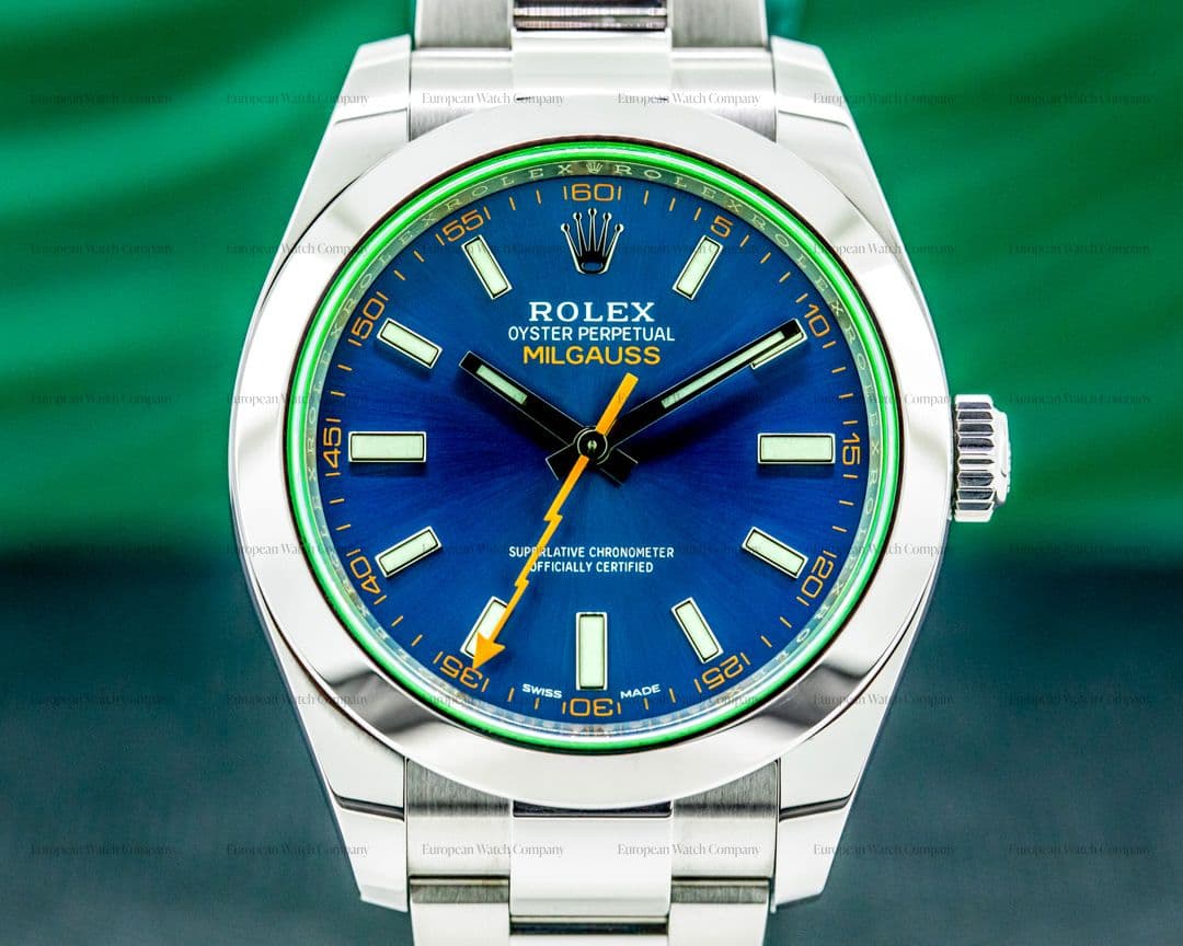 Rolex Milgauss Blue Dial Green Crystal 2020