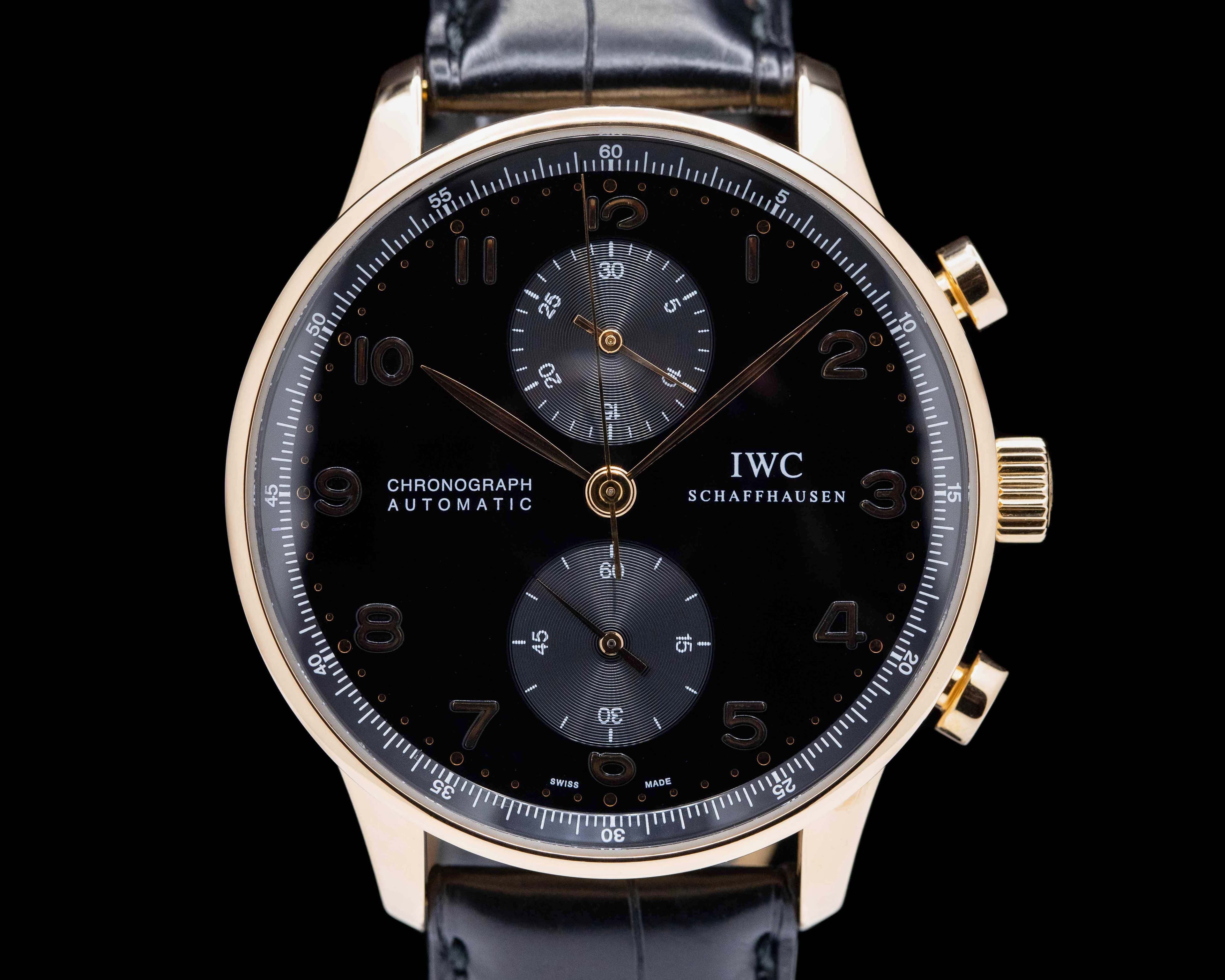 IWC Portuguese Chronograph 18k Rose Gold/Black Dial