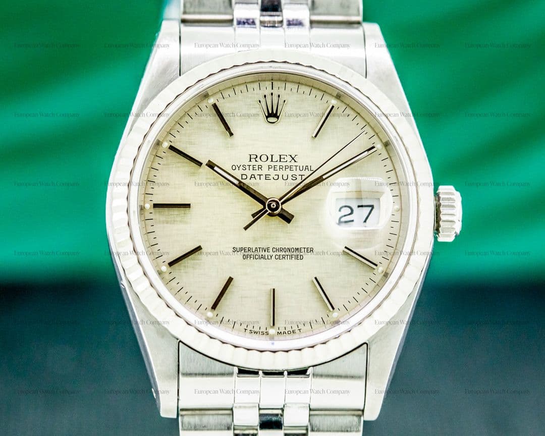 Rolex Datejust Silver Stick Dial SS Jubilee 

