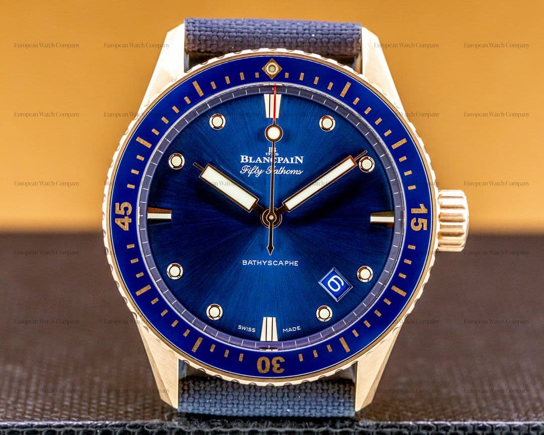 Blancpain Fifty Fathoms Bathyscaphe 18k Rose Gold Blue Dial 2021