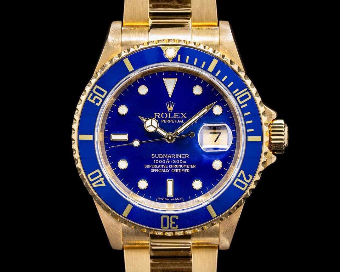 Rolex Rolex 16618 Submariner Blue Dial 18K Yellow Gold FULL SET