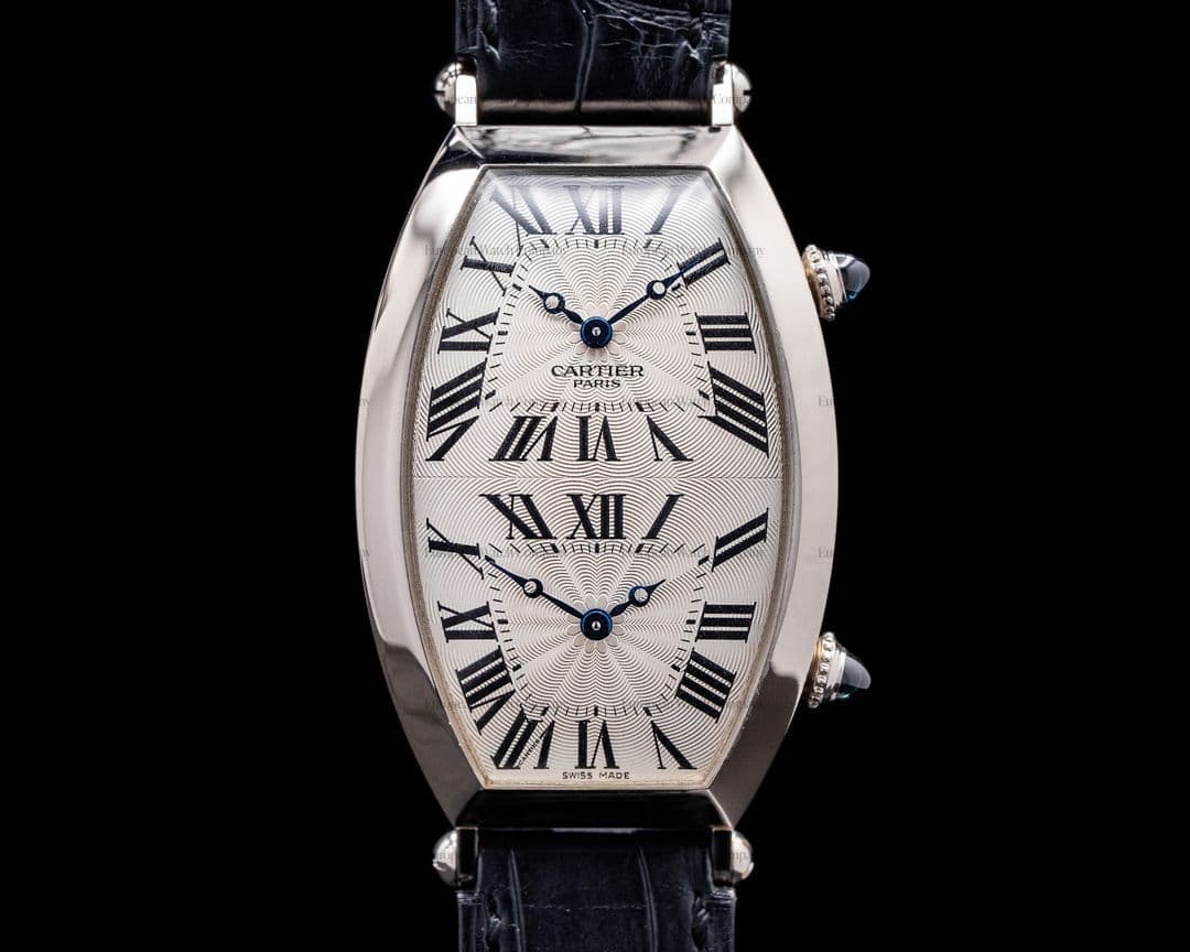 Cartier Tonneau XL 2806 Dual Time Collection Privee CPCP 18K White Gold