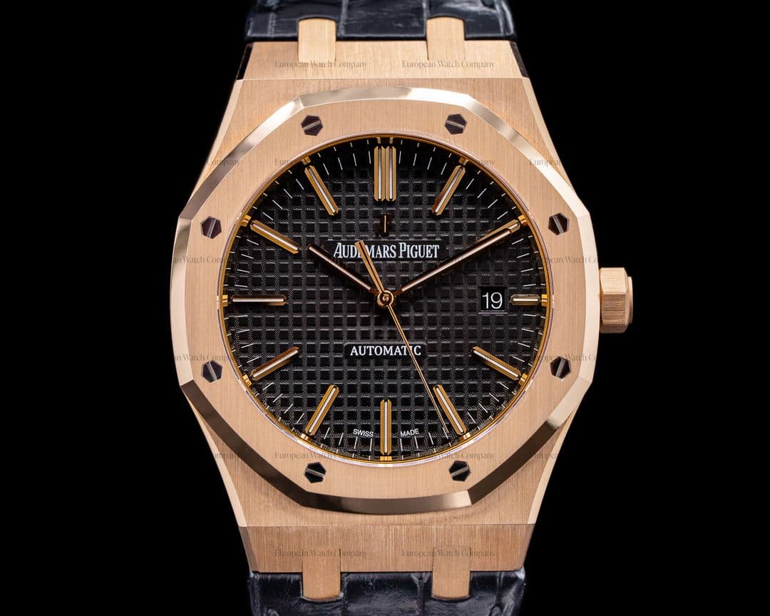 Audemars Piguet Royal Oak 15400OR Jumbo Black Dial 18K Rose Gold 