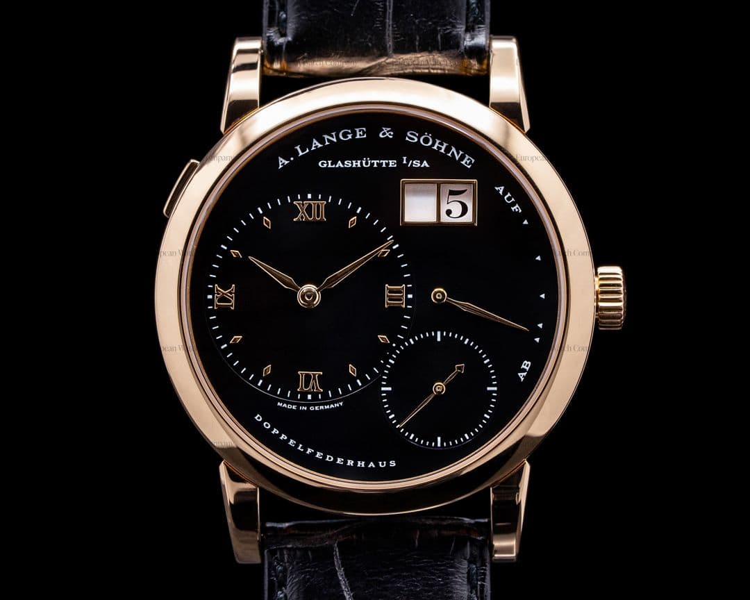 A. Lange and Sohne Lange 1 18K Rose Gold Black Dial RARE