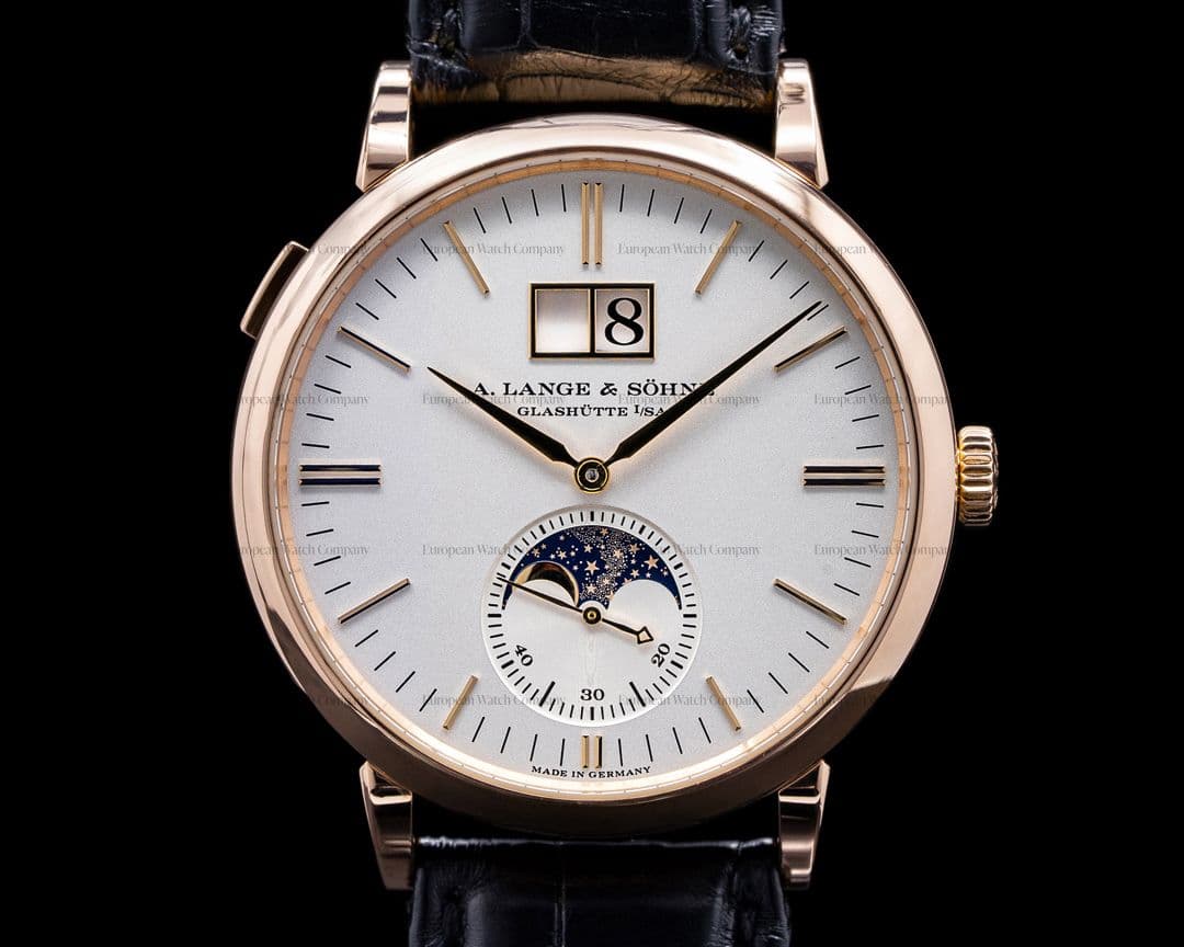 A. Lange and Sohne Saxonia Moon Phase Automatik 18K Rose Gold / Silver Dial