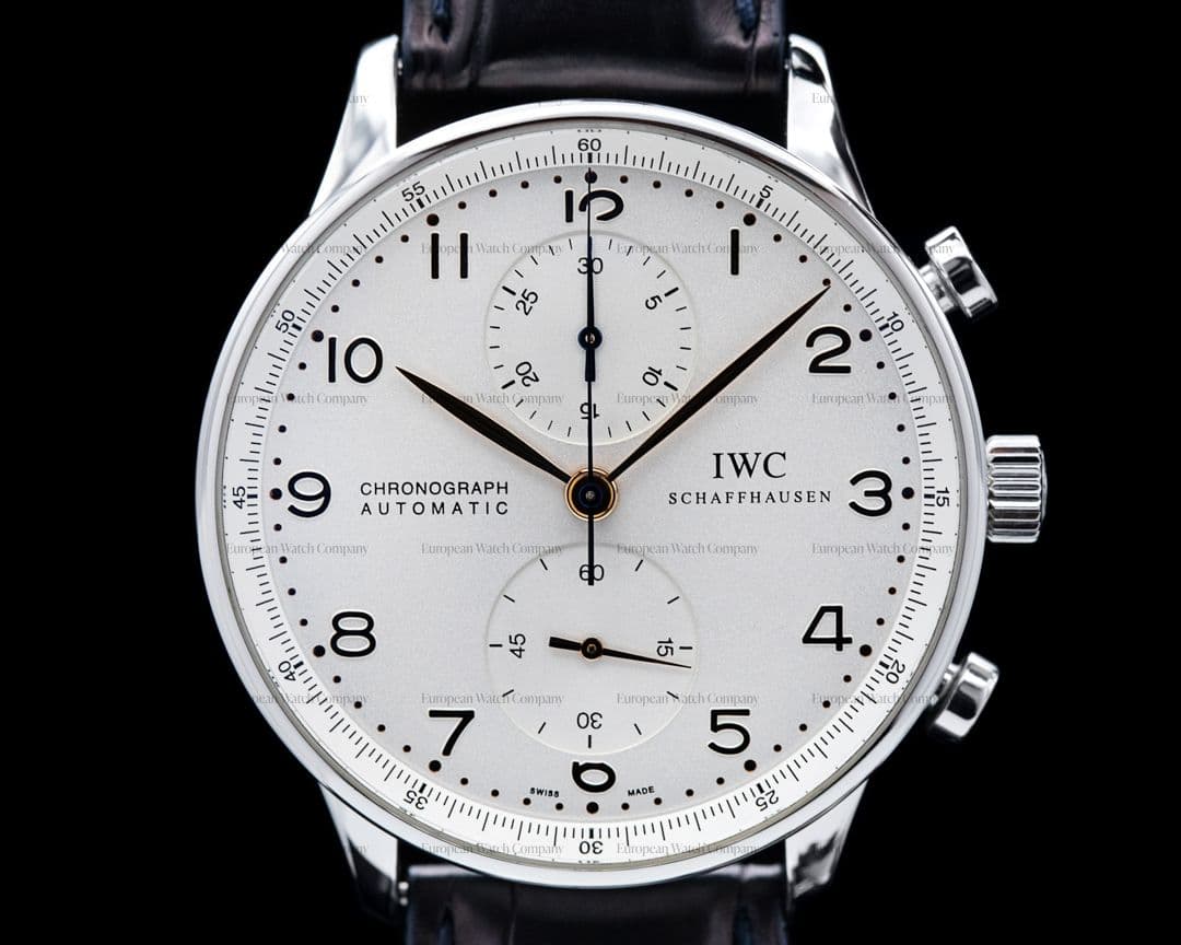 IWC Portuguese Chronograph SS Silver Dial / Gold Numerals 