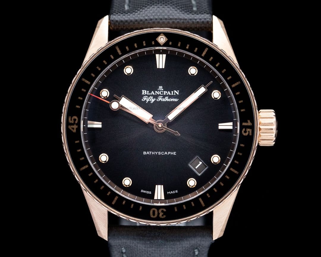 Blancpain Fifty Fathoms Bathyscaphe 18k Rose Gold Black Dial