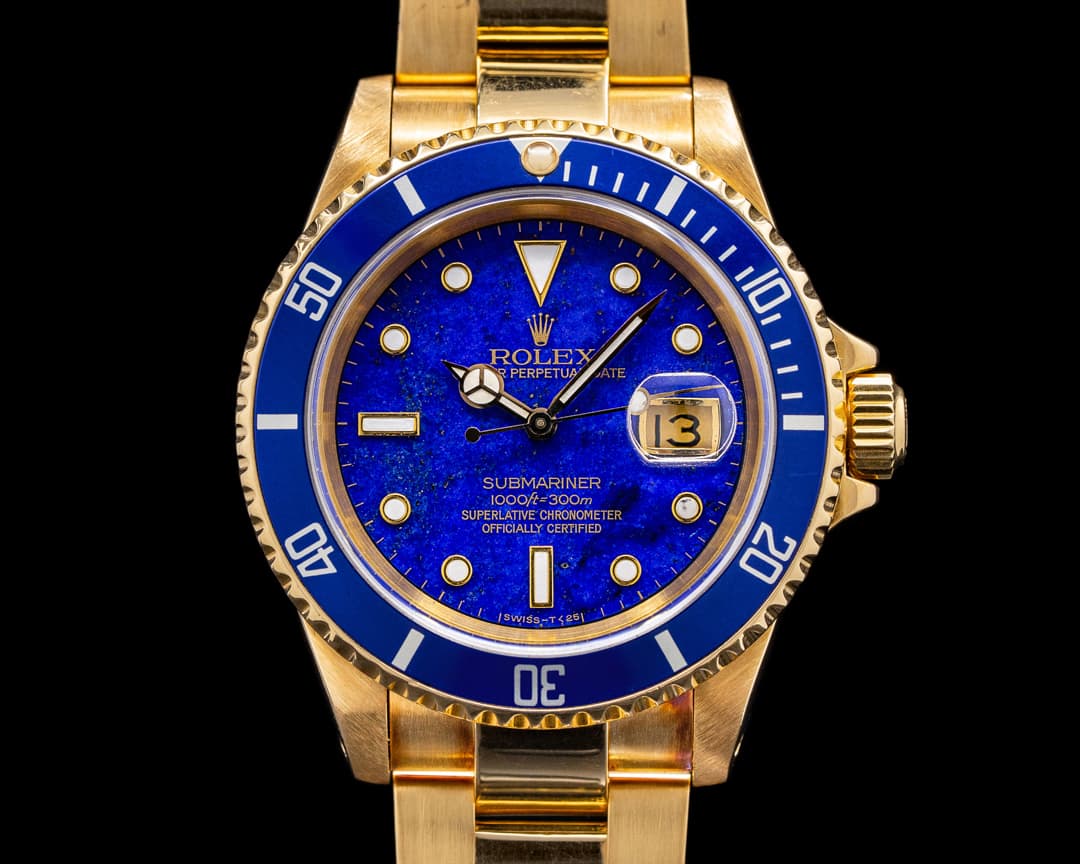 Rolex Rolex Submariner 16618 LAPIS LAZULI 18K Yellow Gold FULL SET WOW 