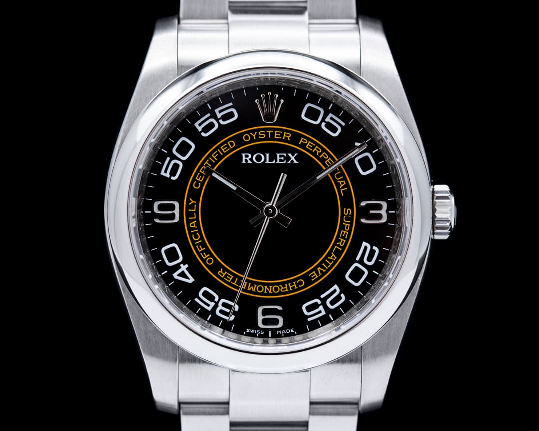 Rolex Oyster Perpetual SS Black & Orange Dial