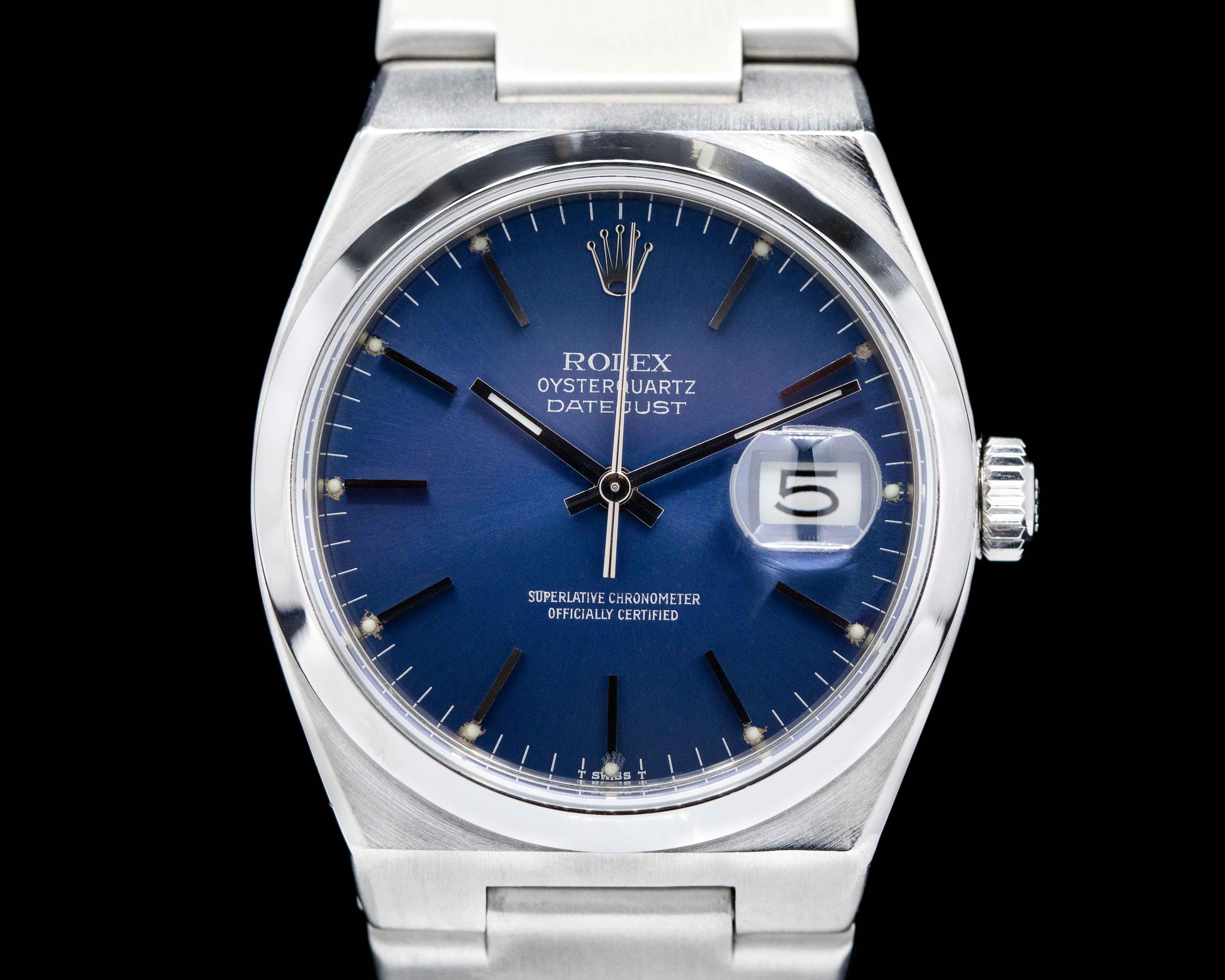 Rolex OysterQuartz 17014 Datejust  Black Dial / SS