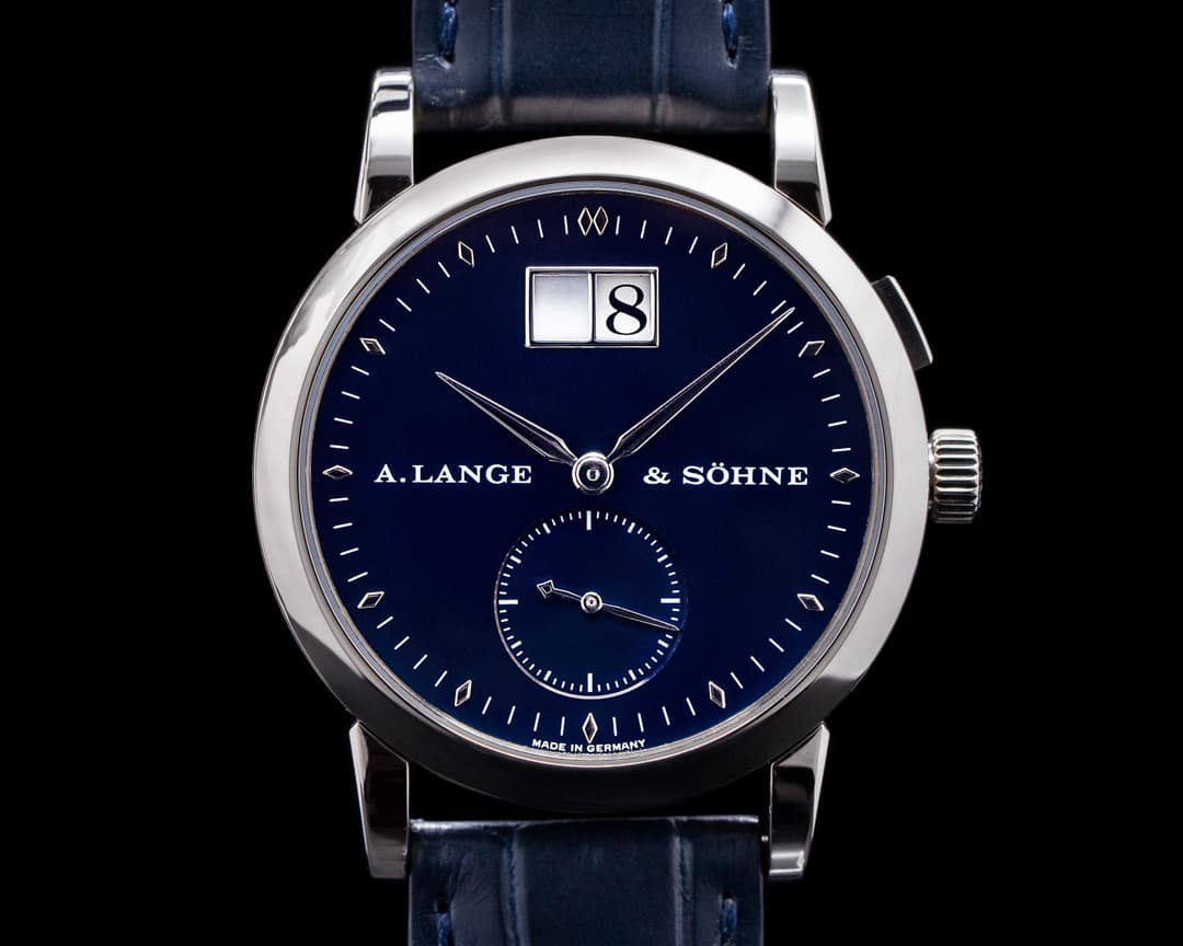 A. Lange and Sohne Saxonia 105.027 White Gold Blue Dial RARE