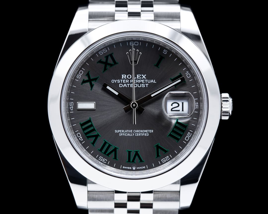 Rolex Datejust 41 126300 Wimbledon Slate Roman Dial SS 