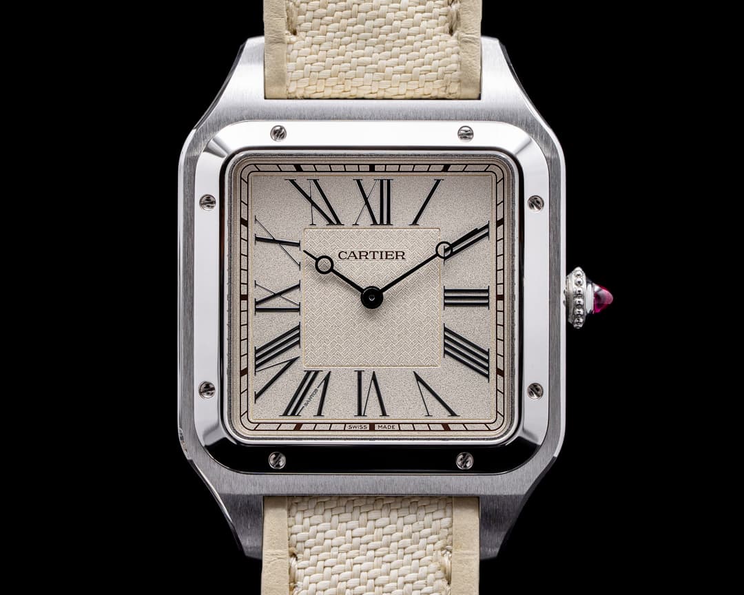 Cartier Santos Dumont XL "La Demoiselle" Platinum LIMITED / Matching Cuff Links 