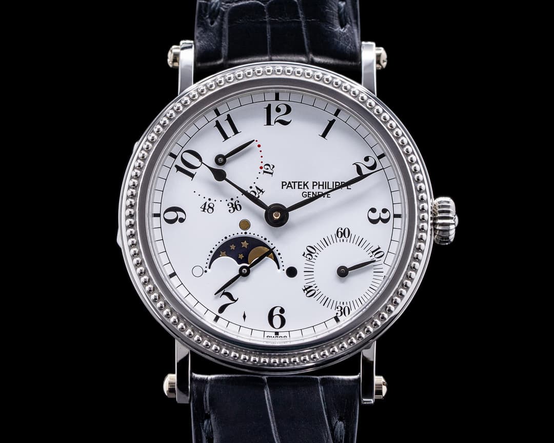 Patek Philippe Moonphase 5015P Power Reserve Platinum Hobnail Bezel RARE