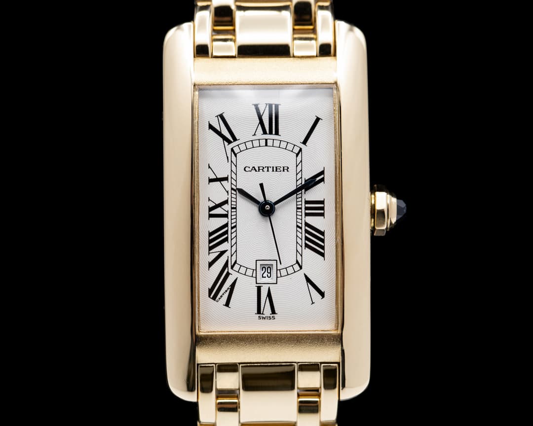 Cartier Tank Americaine 1725 Medium Mens 18K Yellow Gold