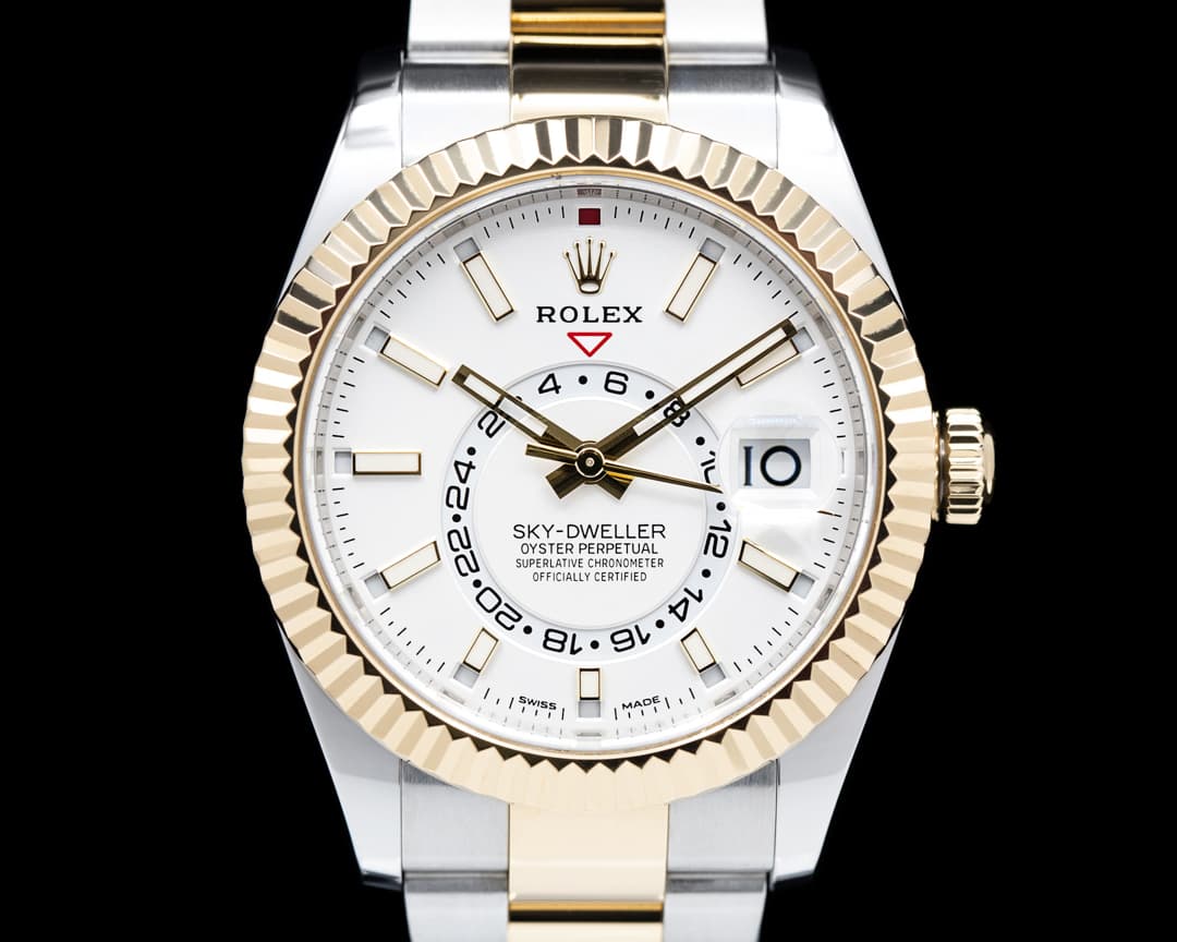 Rolex Sky Dweller 326933 Steel & Yellow Gold White Dial 