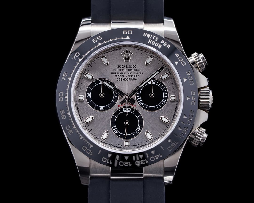 Rolex Daytona 116519 18K White Gold Ceramic Oysterflex Silver Dial 