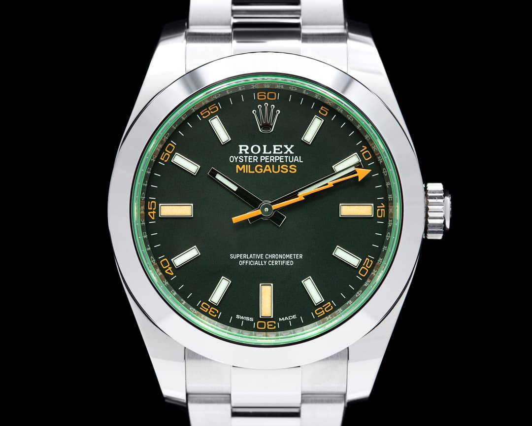 Rolex Milgauss 116400V SS Black Dial Green Crystal 2021
