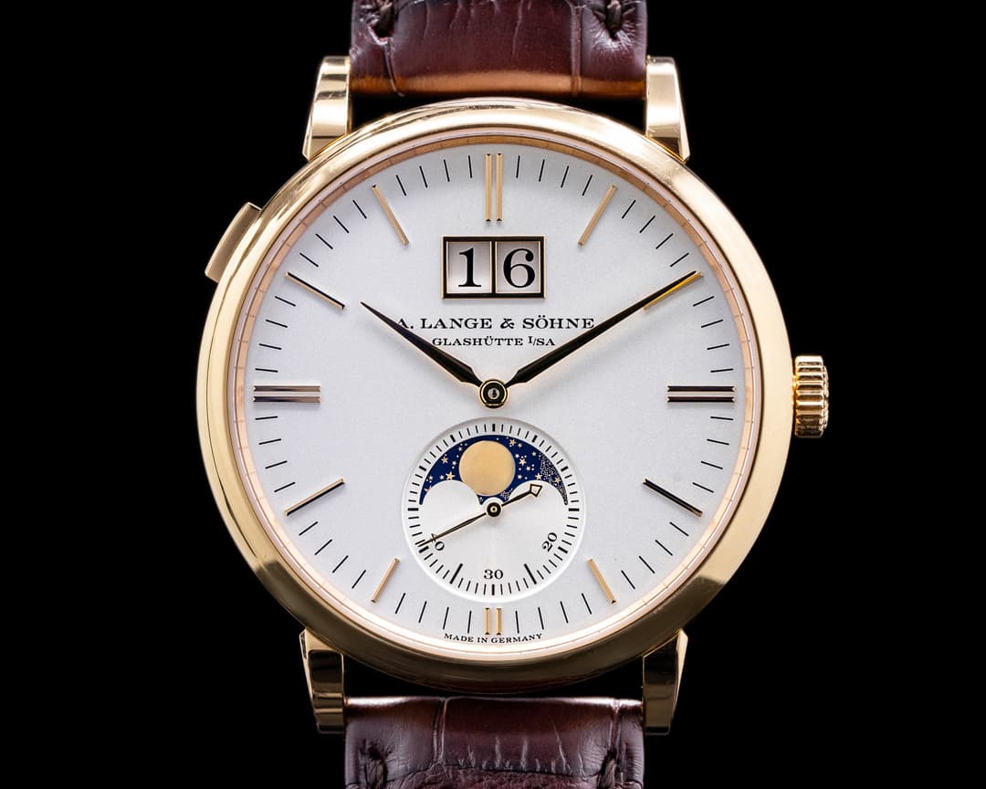 A. Lange and Sohne Saxonia Moon Phase 384.032 Automatik 18K Rose Gold / Silver Dial