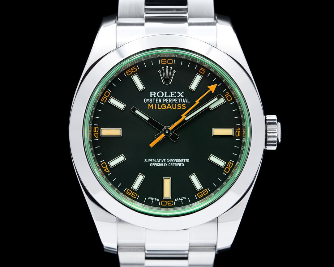 Rolex Milgauss 116400V SS Black Dial Green Crystal 2016
