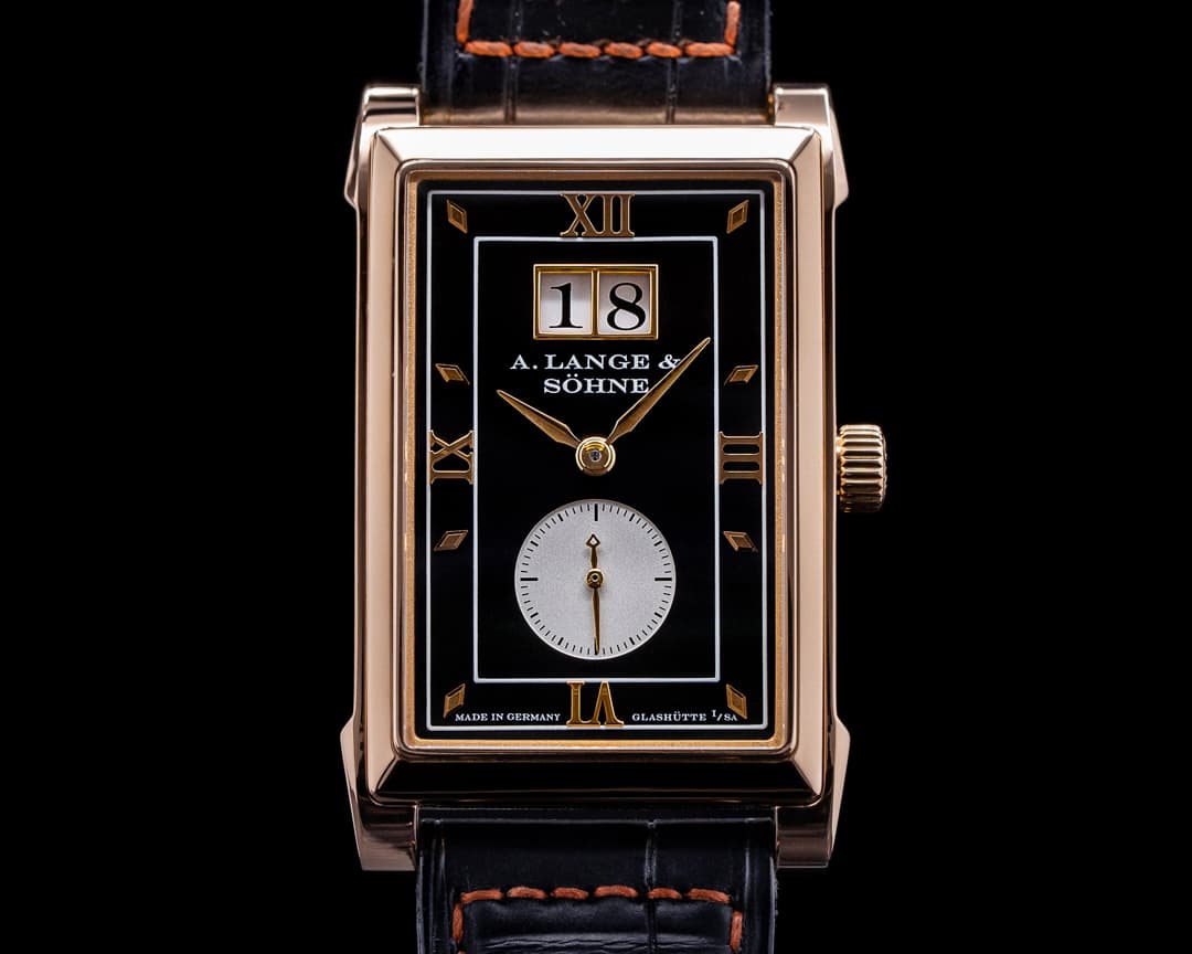 A. Lange and Sohne Cabaret 107.031 18K Rose Gold Black Dial RARE